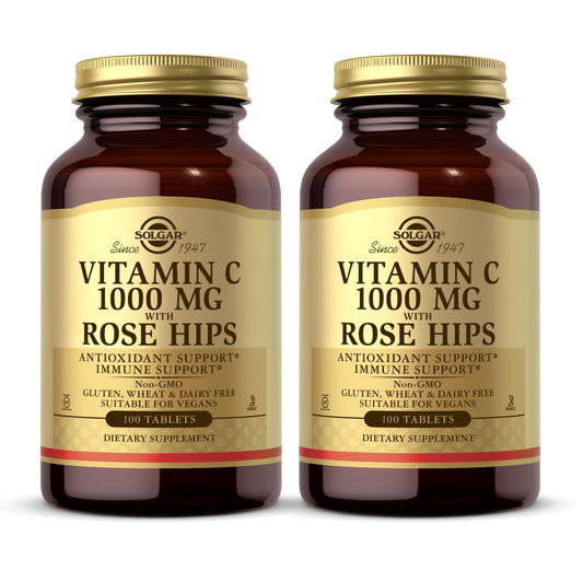 Solgar Vitamin C 1000 mg with Rose Hips bottle label