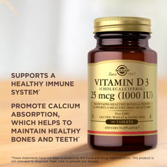 Solgar Vitamin D3 tablets beside the bottle