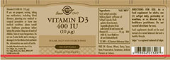 Bottle and box of Solgar Vitamin D3 softgels