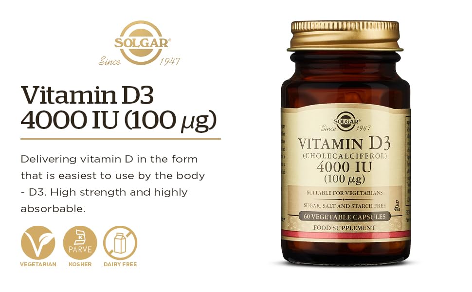 Solgar Vitamin D3 bottle side view