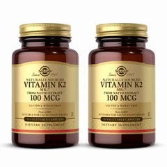 Solgar Vitamin K2 MK-7 100 mcg bottle with Natto illustration