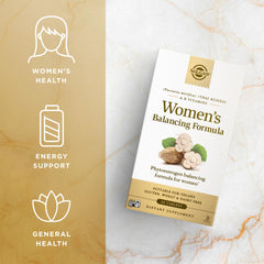 Gluten-free, dairy-free, vegan and kosher labeling for Solgar Women’s Balancing Formula