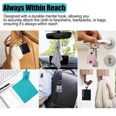 Cleaning cloth with storage pocket and durable hook
