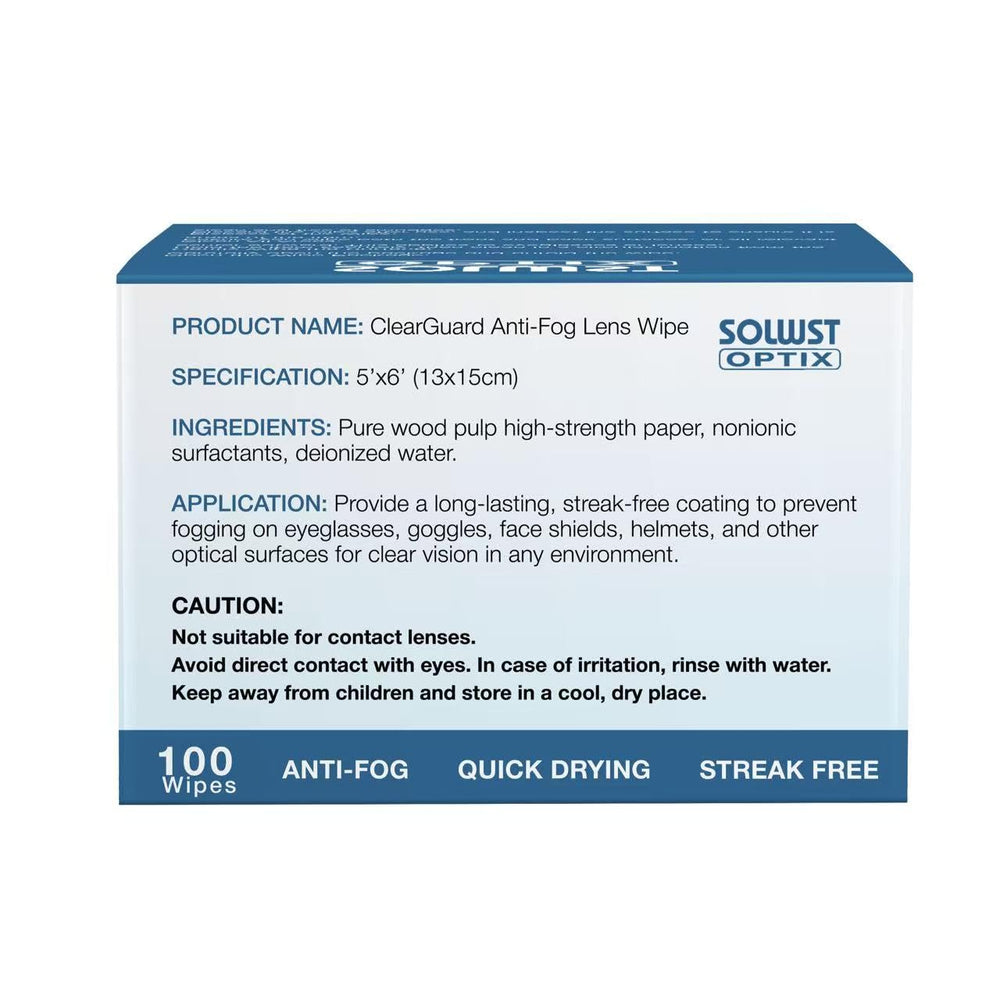Close-up of a pre-moistened anti-fog wipe