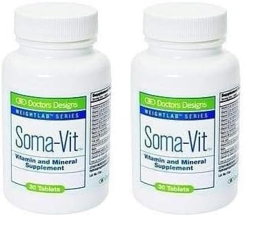 Front view of Doctors Designs Soma-VIT multivitamin and mineral supplement bottle - Pack of 2