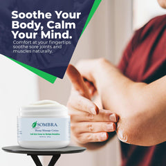 Person applying Sombra Hemp Massage Crème to skin