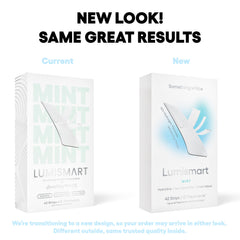Applying Lumismart whitening strip on teeth (Mint flavor)