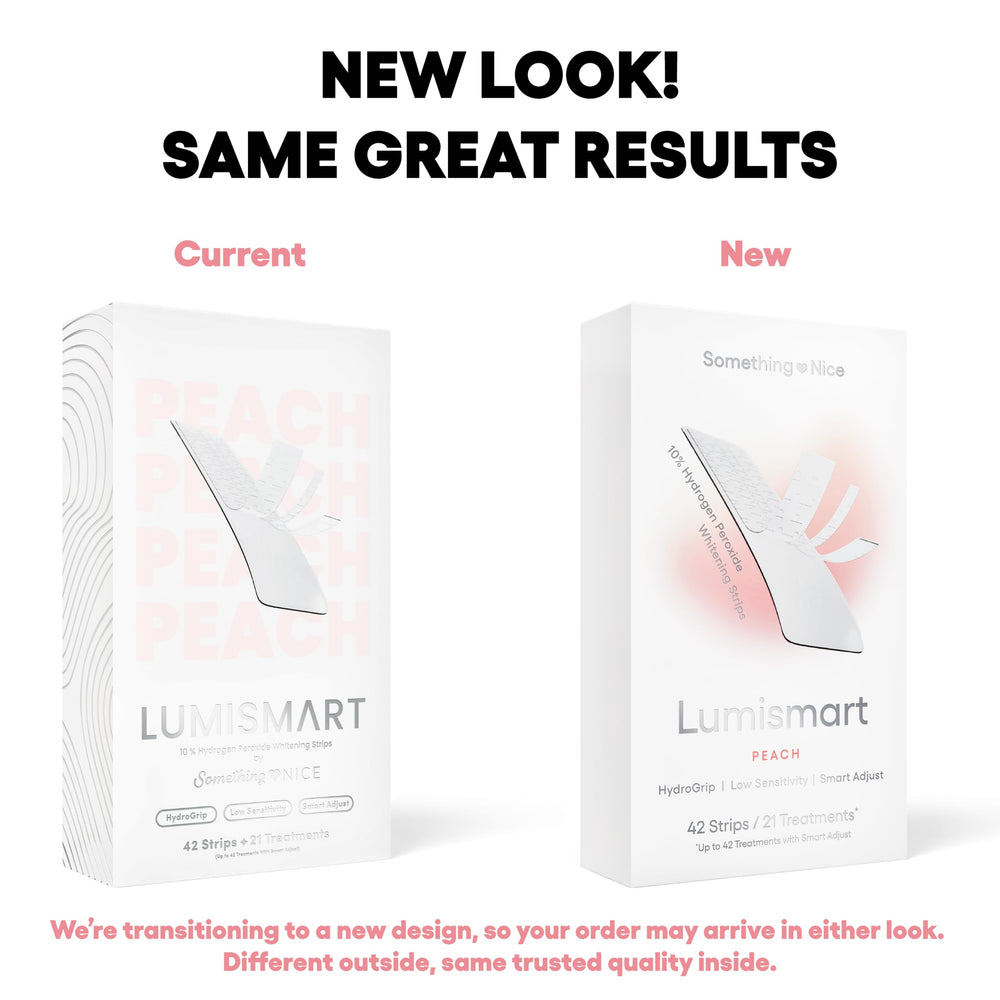Enamel-safe Lumismart whitening strips Peach illustration