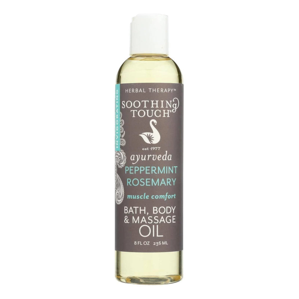 Soothing Touch Muscle Comfort Bath & Body Massage Oil 8 oz bottle with peppermint and rosemary