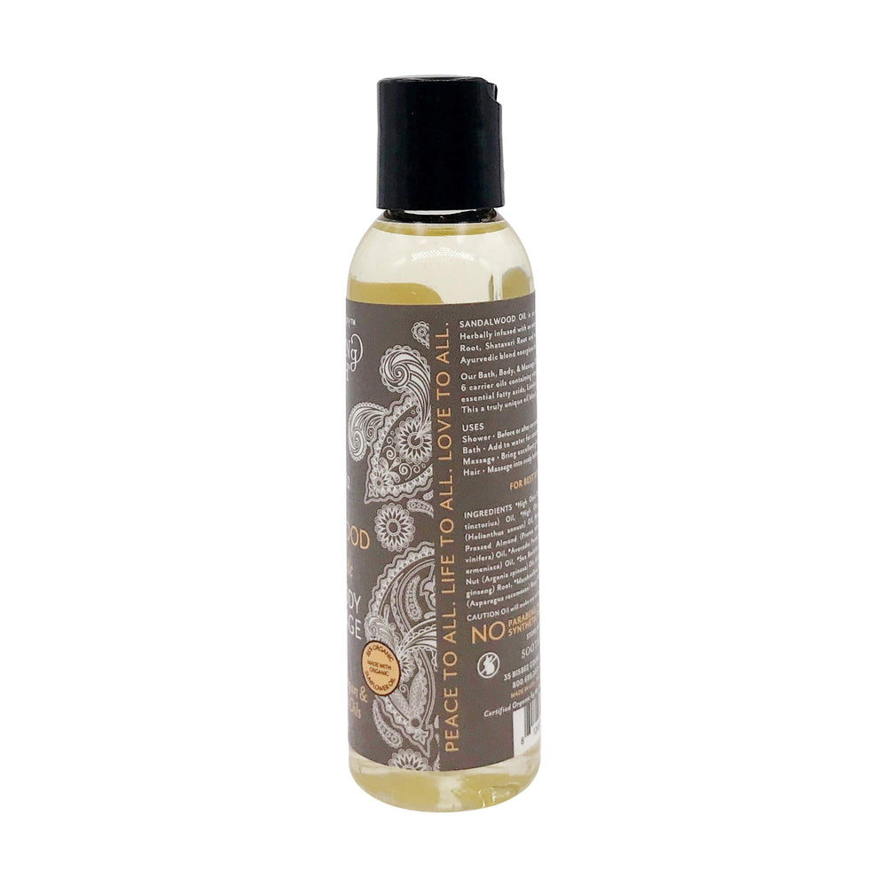Close-up of sandalwood oil blend with ginseng, marshmallow root, and shatavari
