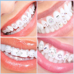Tooth gems in four shapes: round, heart, square, and rectangle