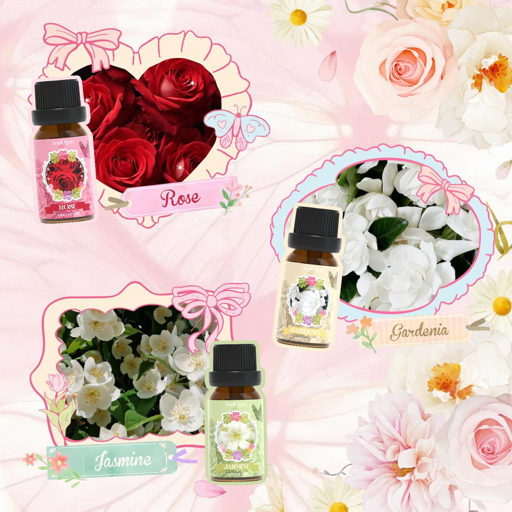 Rose scented essential oil bottle from Soulorigin Floral Oils Set