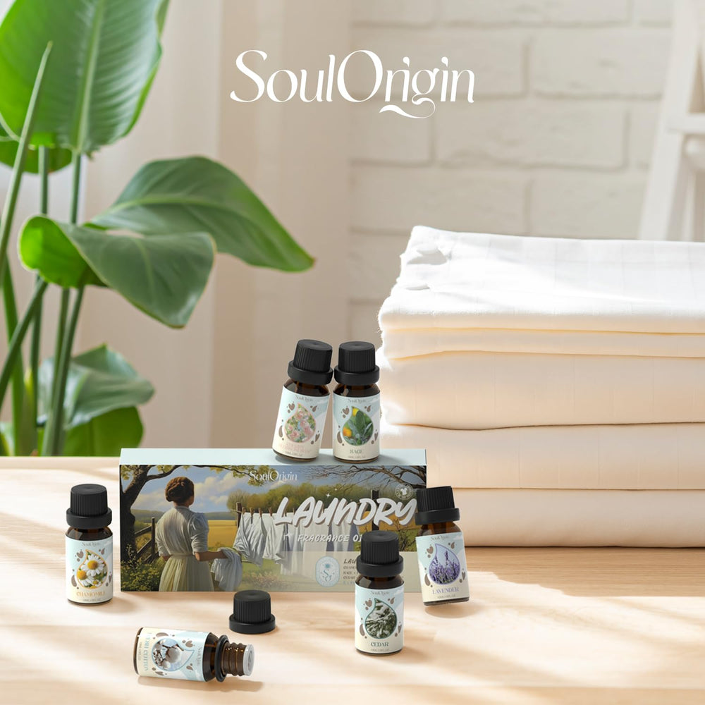 Gift-ready Soulorigin Laundry Fragrance Oils Set for aromatherapy and home care