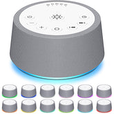 SoundLegend white noise sleep machine front view shows compact bedside design.