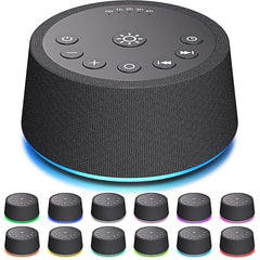 SoundLegend white noise sleep machine front view showing compact bedside design for calm environments
