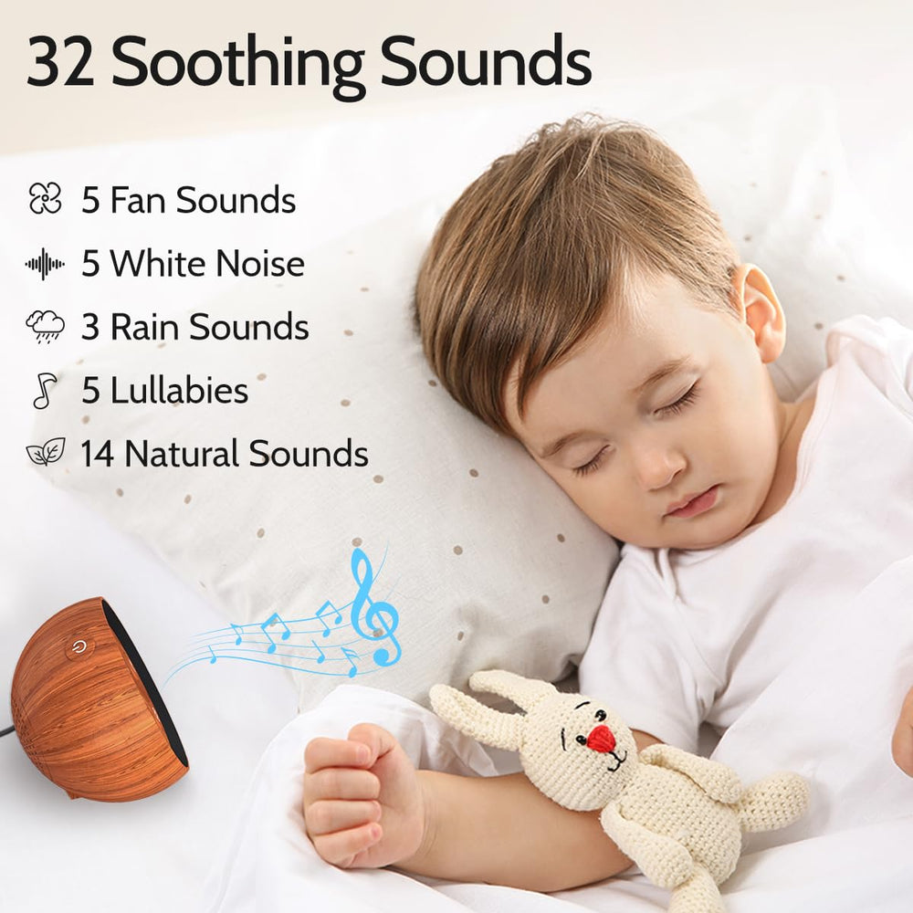 SoundMe sleep machine controls closeup showing quick volume and sound selection access.