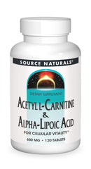 Source Naturals Acetyl L-Carnitine and Alpha-Lipoic Acid bottle front for daily vitality.