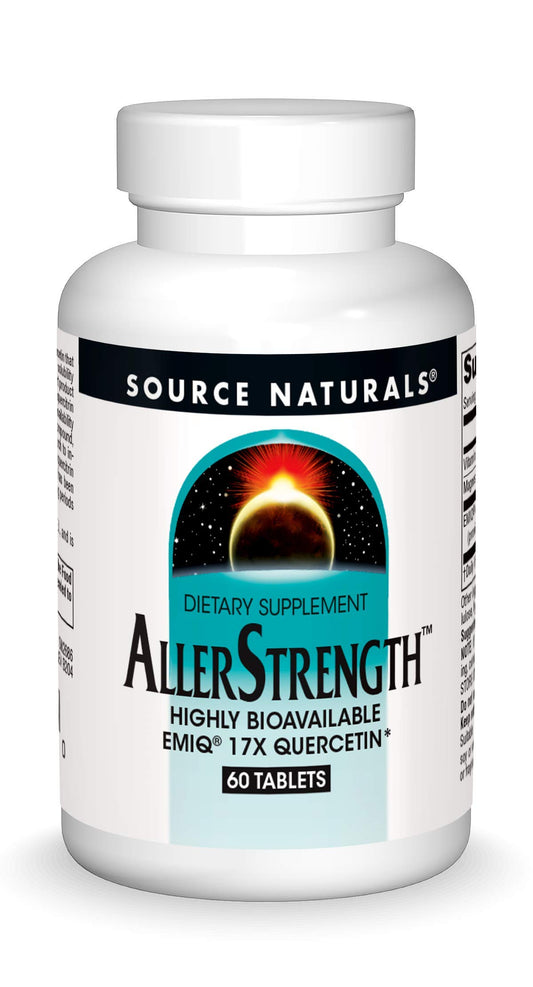 Front view of Source Naturals AllerStrength 60 tablets bottle