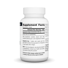 Close-up of the Apple Cider Vinegar 500mg tablet label.