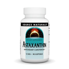 Bottle of Source Naturals Astaxanthin 12mg 90-softgel capsules