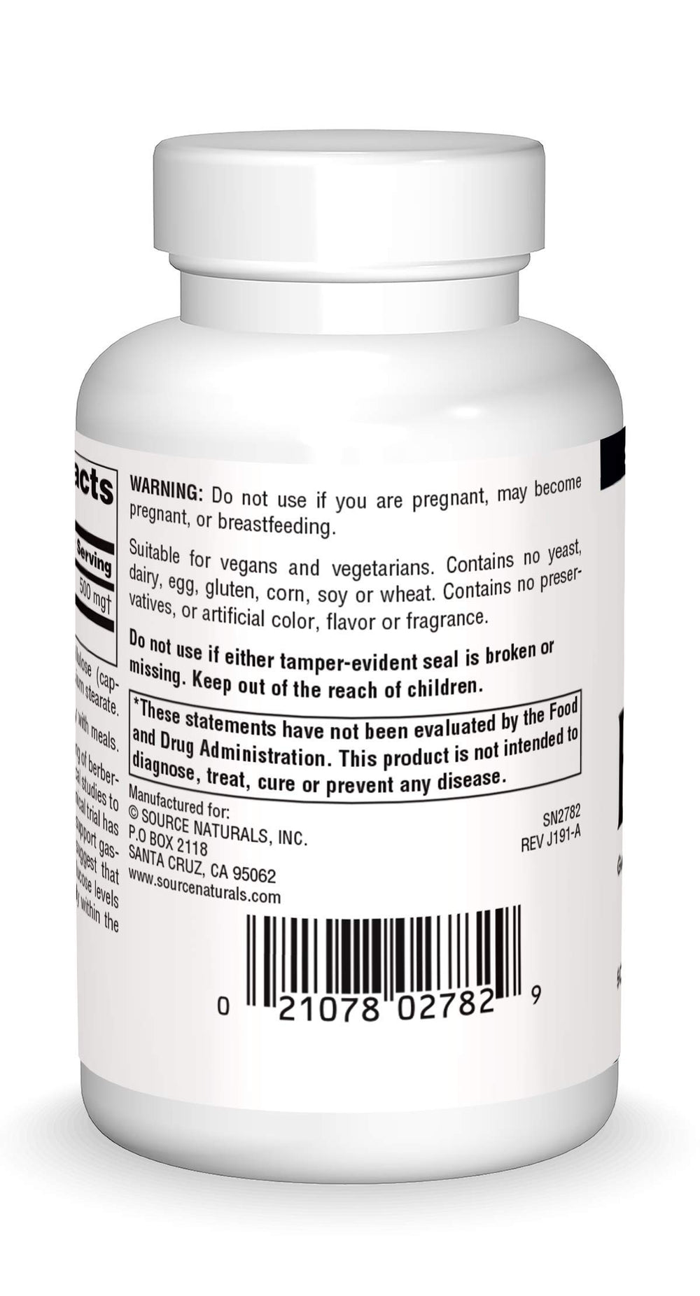 Close-up of berberine hydrochloride label