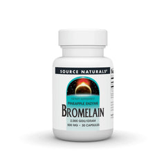 Bottle of Source Naturals Pineapple Enzyme Bromelain 2,000 GDU/g 500mg 30 capsules