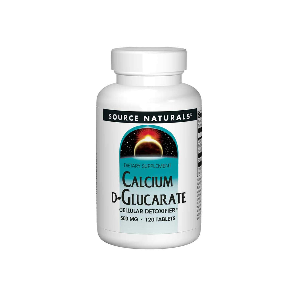 Bottle with Source Naturals Calcium D-Glucarate 500 mg label