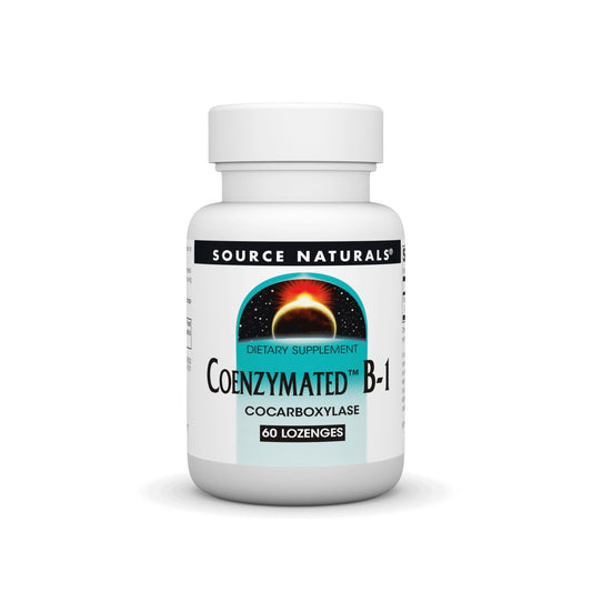 Bottle front view of Source Naturals Coenzymated B-1 25mg lozenges