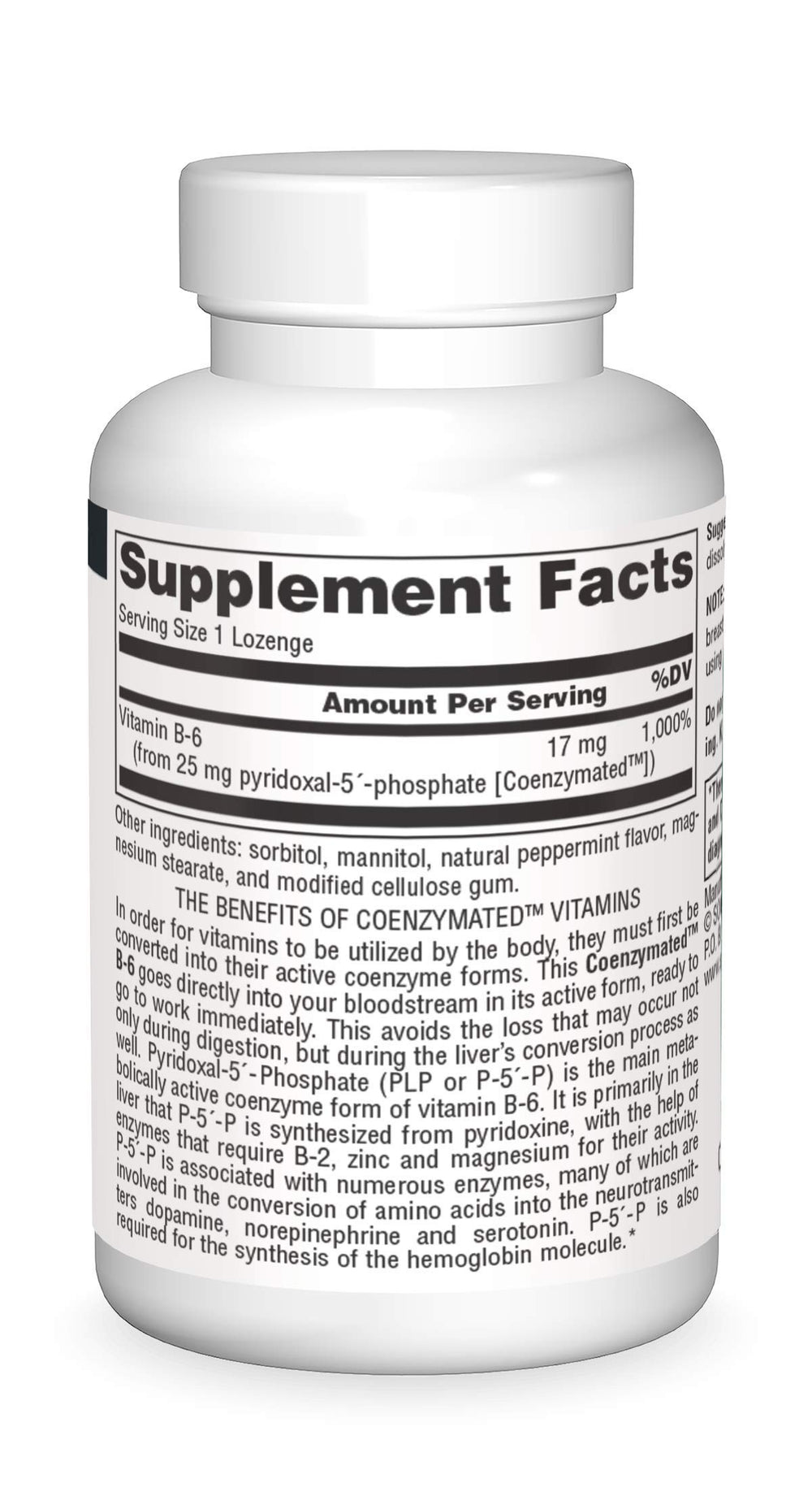 Label showing Pyridoxal-5-Phosphate active coenzyme form