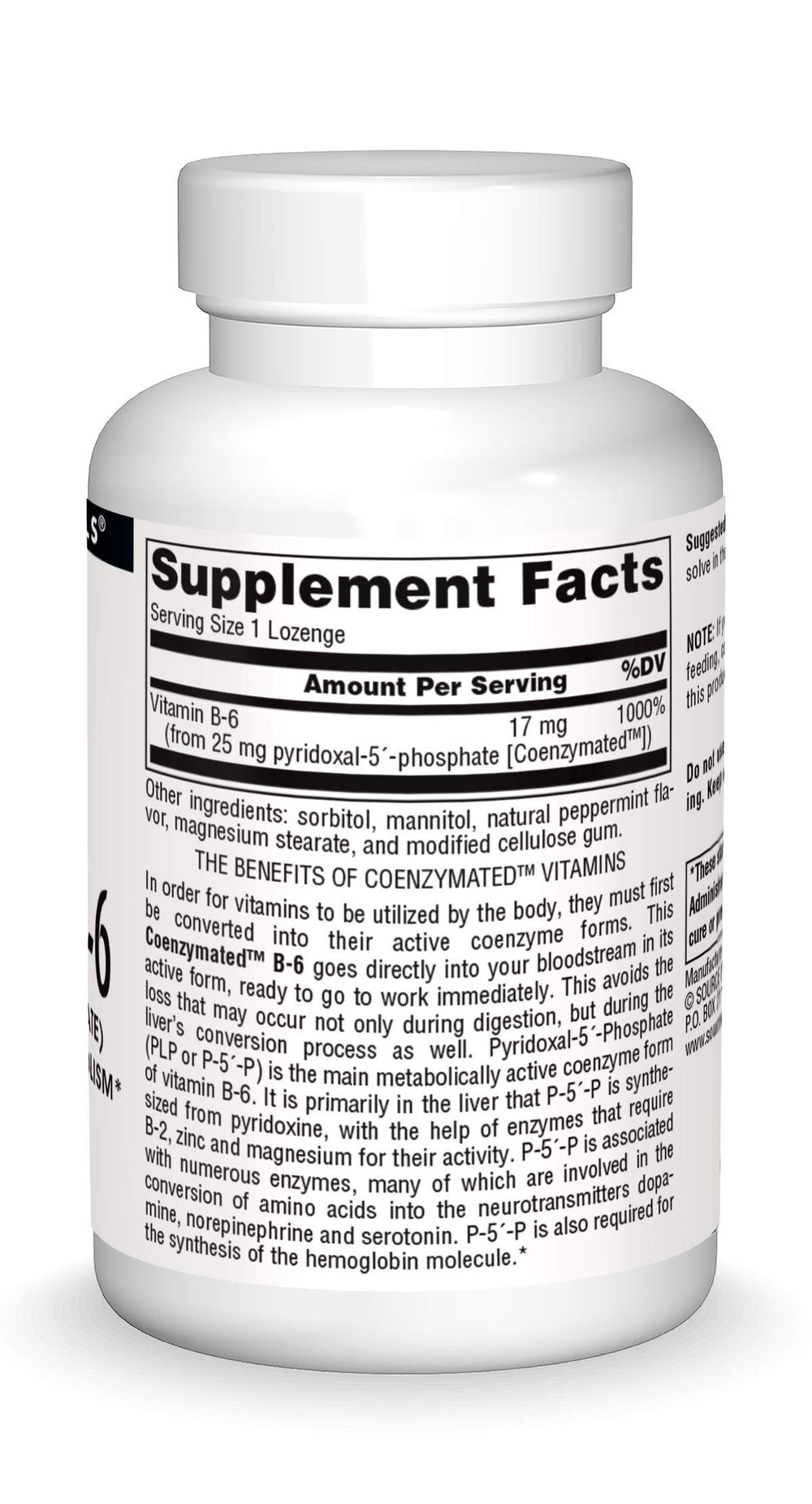 Bottle and label of Source Naturals Coenzymated B-6