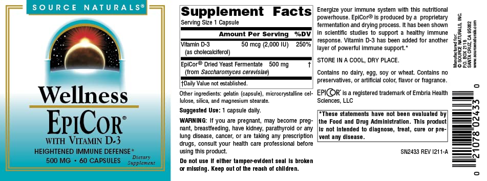 Packaging featuring EpiCor and Vitamin D-3