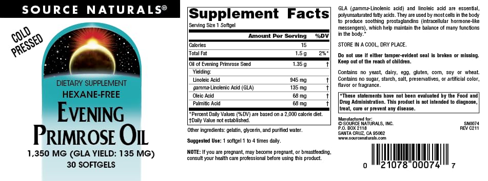 Ingredients and nutrition panel
