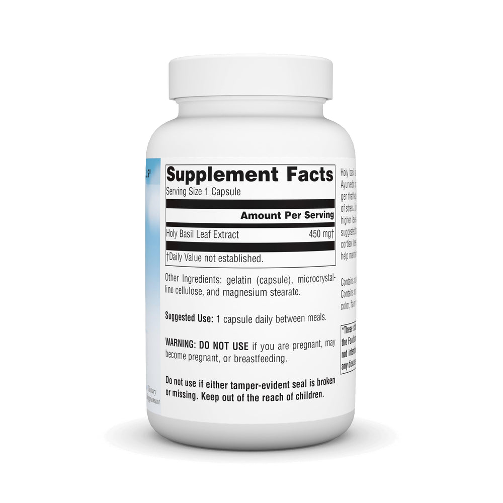 Close-up of Holy Basil Extract 450mg capsules
