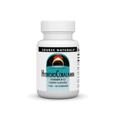 Front of Source Naturals HydroxoCobalamin B-12 Cherry Lozenges package