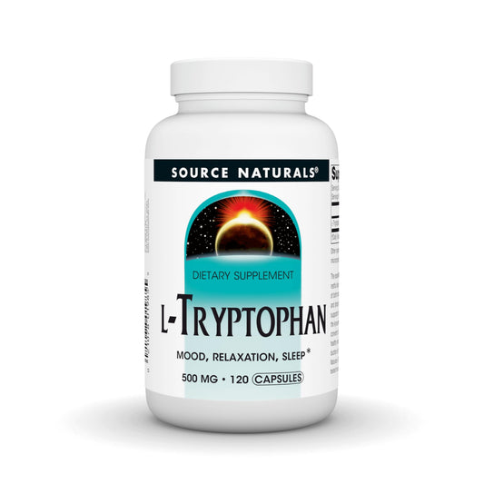 Bottle of Source Naturals L-Tryptophan 500mg, 120 capsules