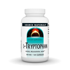 Bottle of Source Naturals L-Tryptophan 500mg, 120 capsules