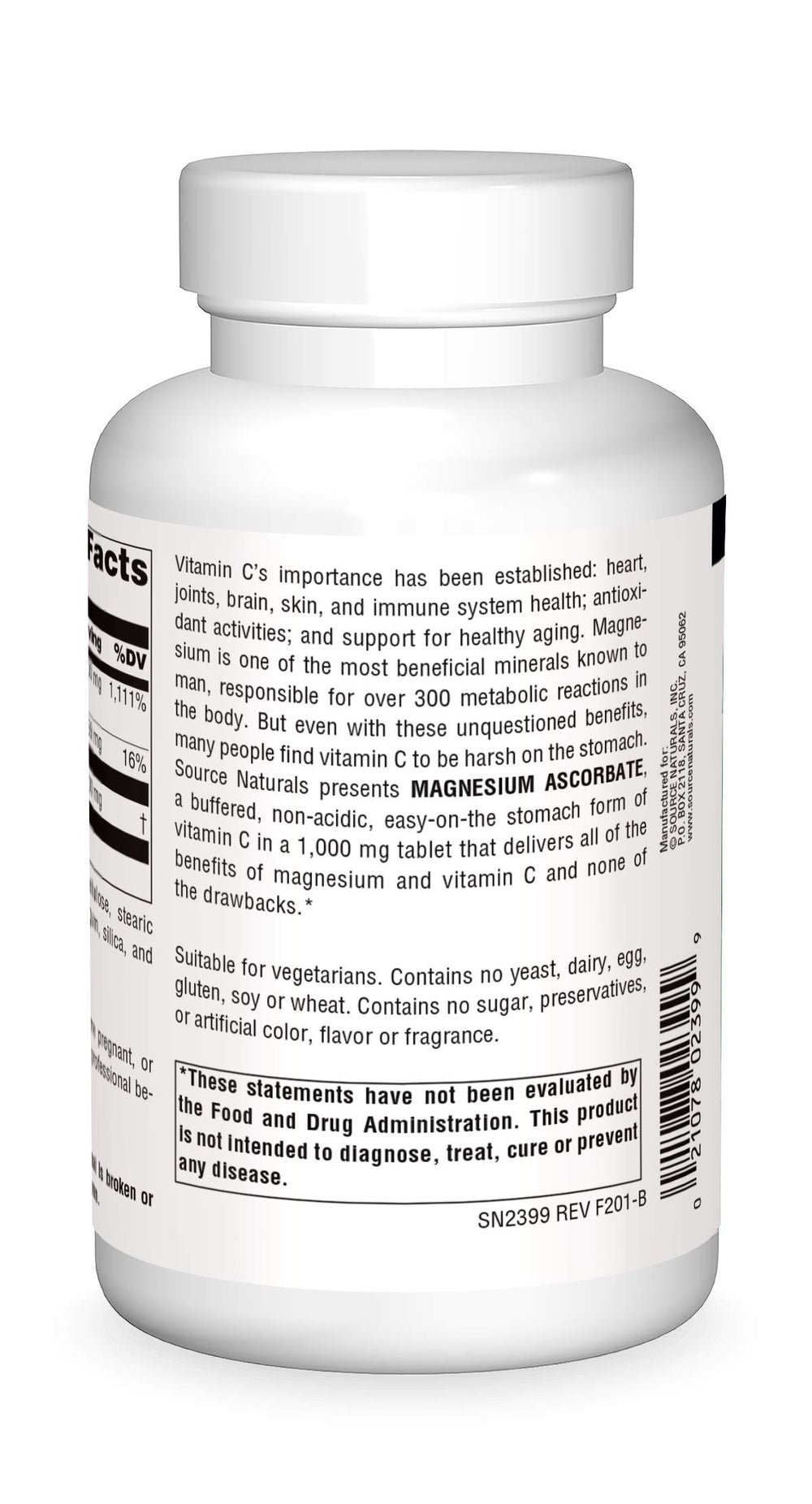 Close-up of Magnesium Ascorbate 1000 mg tablet