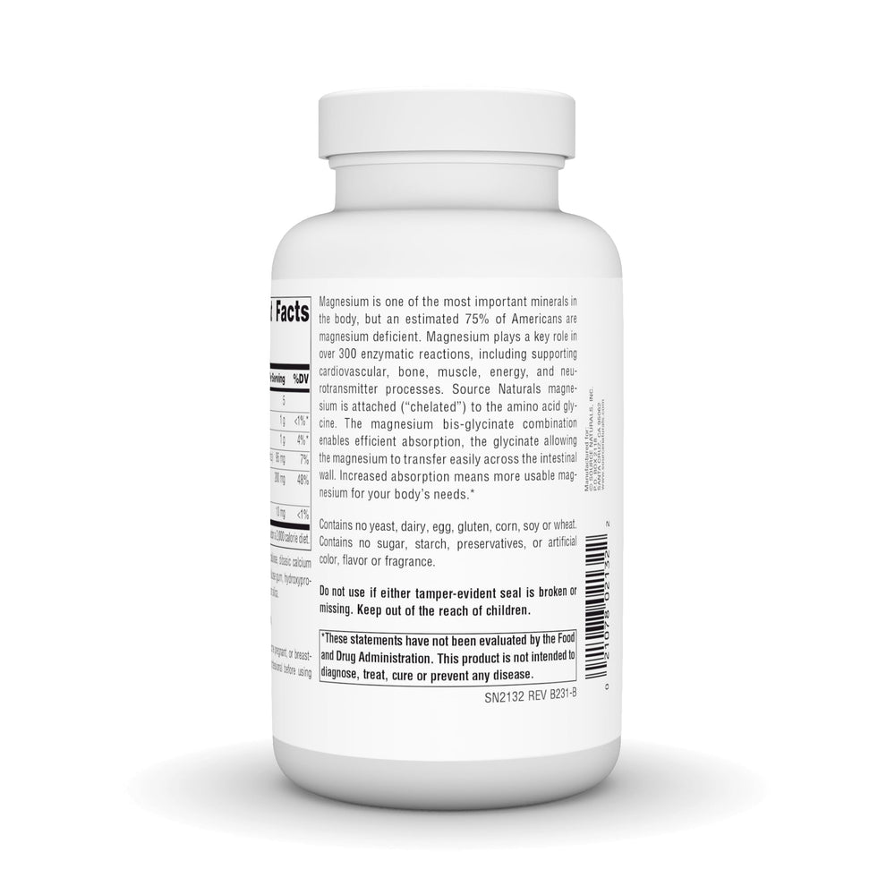 Close-up of magnesium bis-glycinate tablets