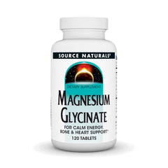 Bottle of Source Naturals Magnesium Glycinate 200 mg 120 tablets
