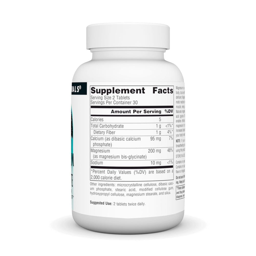 Bottle of Source Naturals Magnesium Glycinate – back label