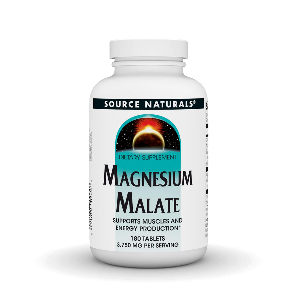 Source Naturals Magnesium Malate bottle with 180 tablets