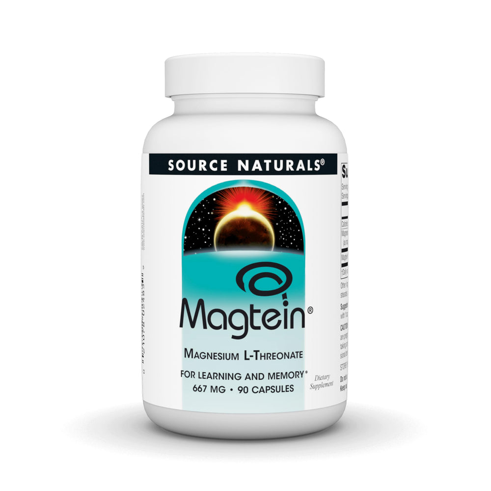 Front view of Source Naturals Magtein Magnesium L-Threonate 667mg 90 capsules