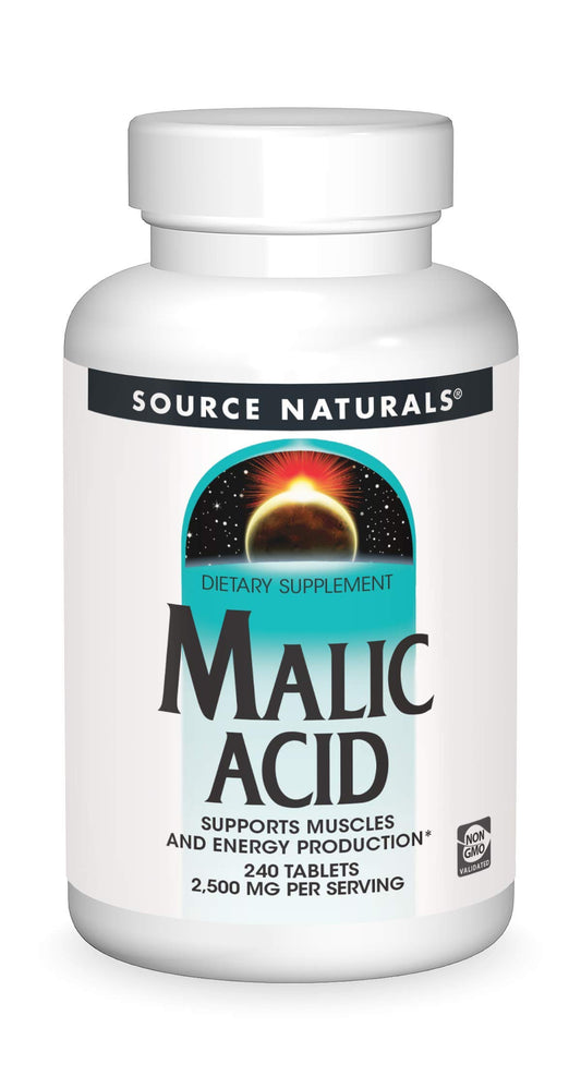 Source Naturals Malic Acid 2,500 mg bottle label