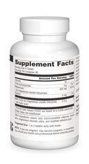 Supplement facts panel for Source Naturals Malic Acid 2,500 mg