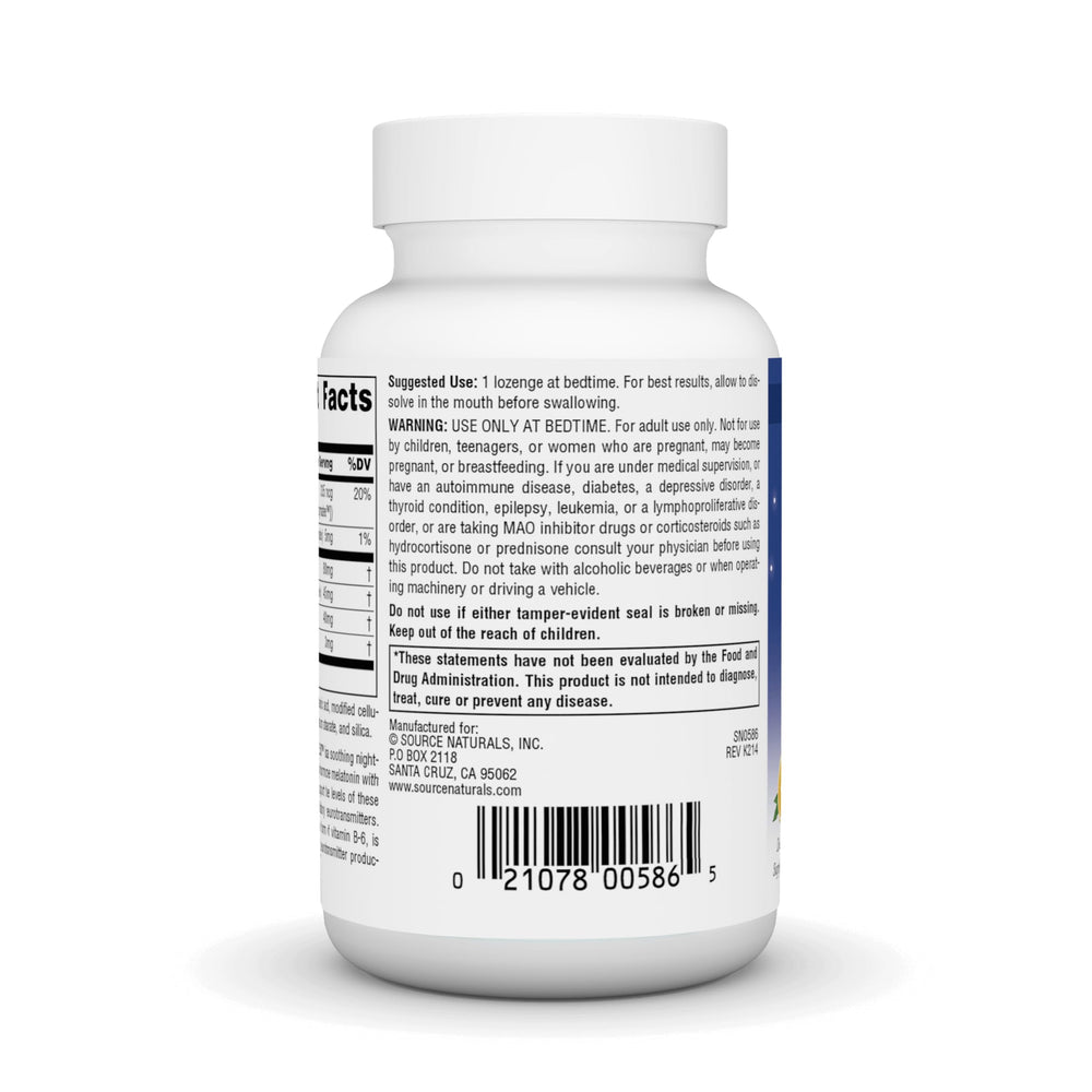 Graphic showing ingredients of Melatonin Complex: melatonin, GABA, glycine, taurine
