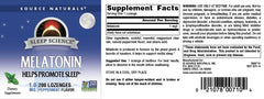 Packshot showing 200-count bottle of Source Naturals Melatonin Peppermint Lozenges