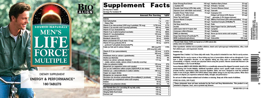 180 tablets of Life Force Multivitamin displayed