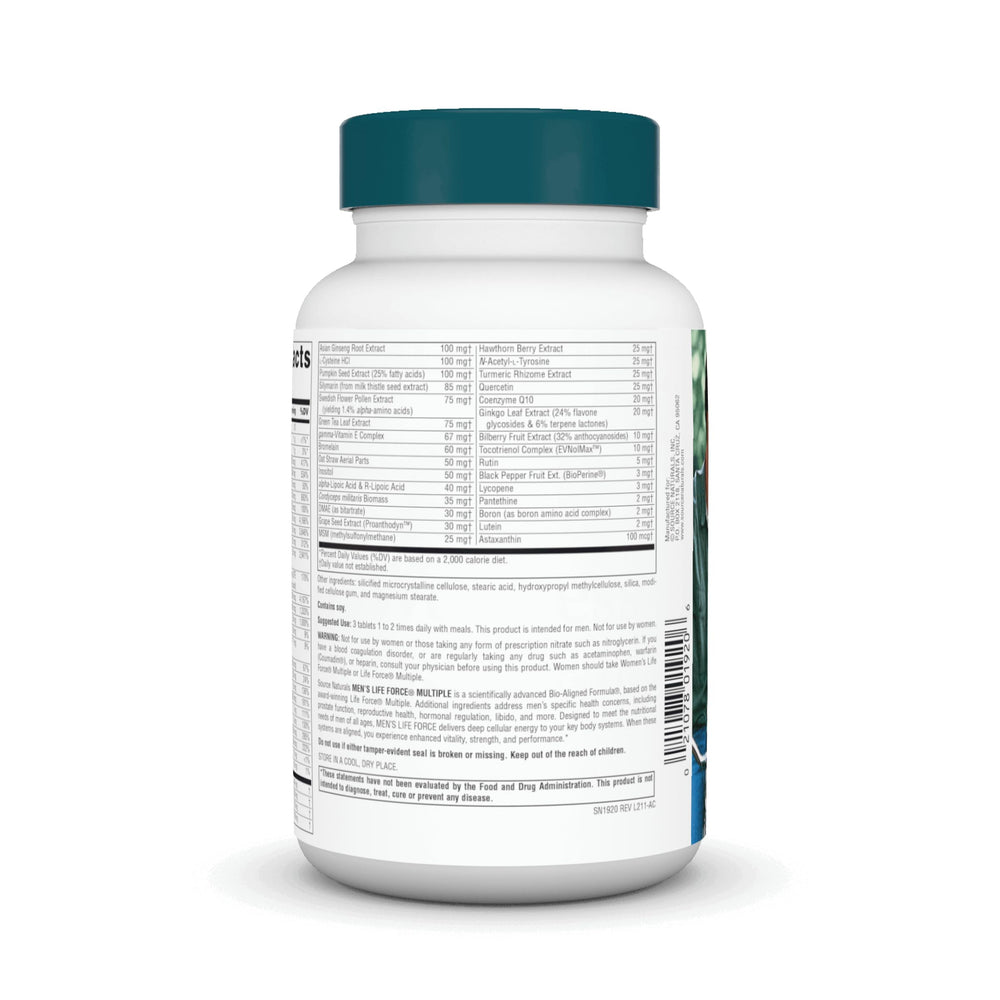 Front view of Source Naturals Life Force bottle