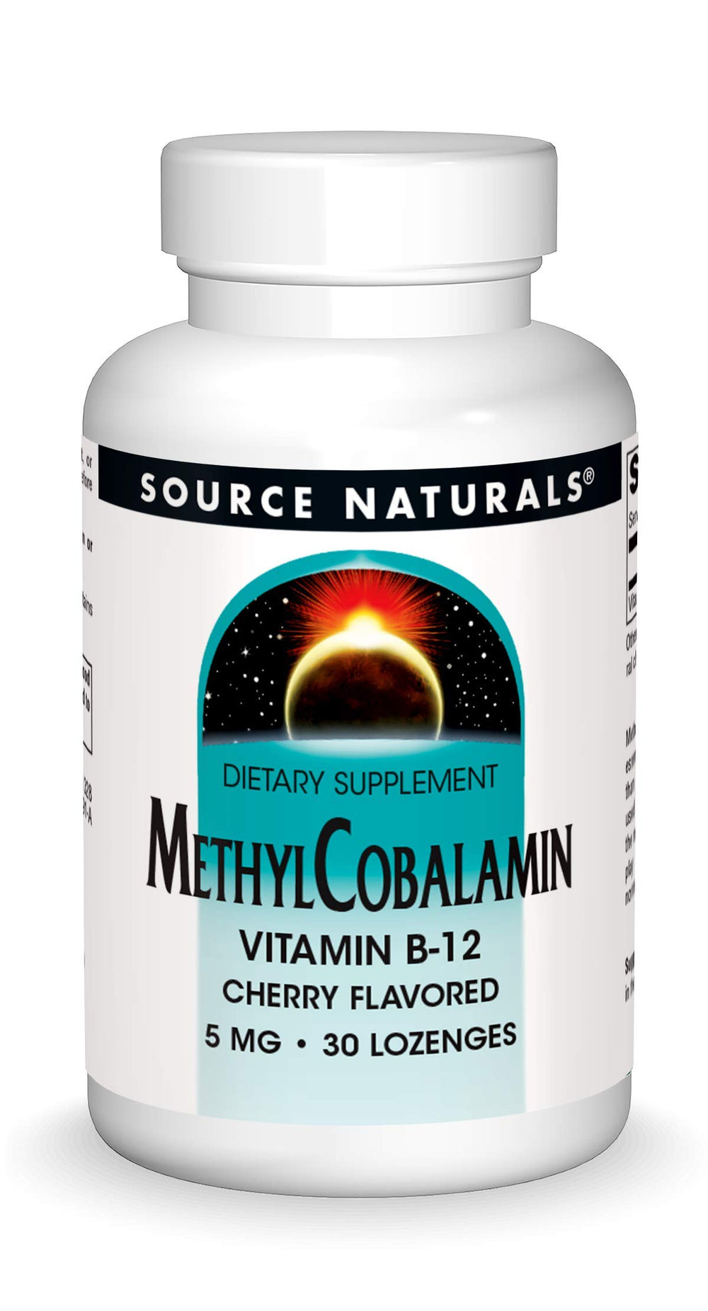 Source Naturals methylcobalamin B-12 cherry lozenges front view