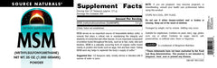 Vegetarian-friendly MSM powder labeling